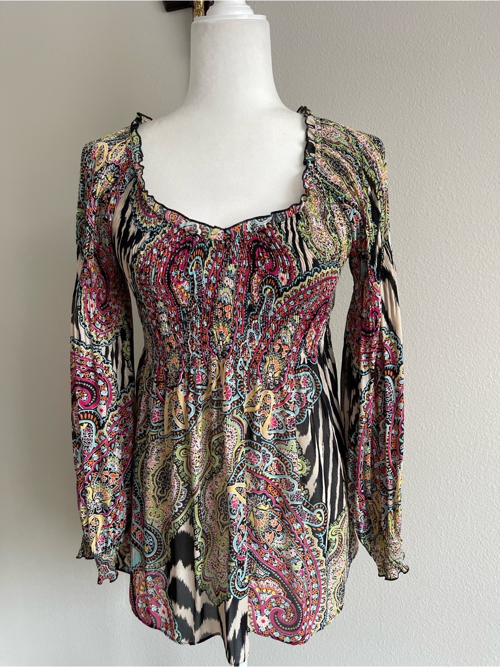 Sunny Leigh Multicolor Paisley Long Sleeve Blouse